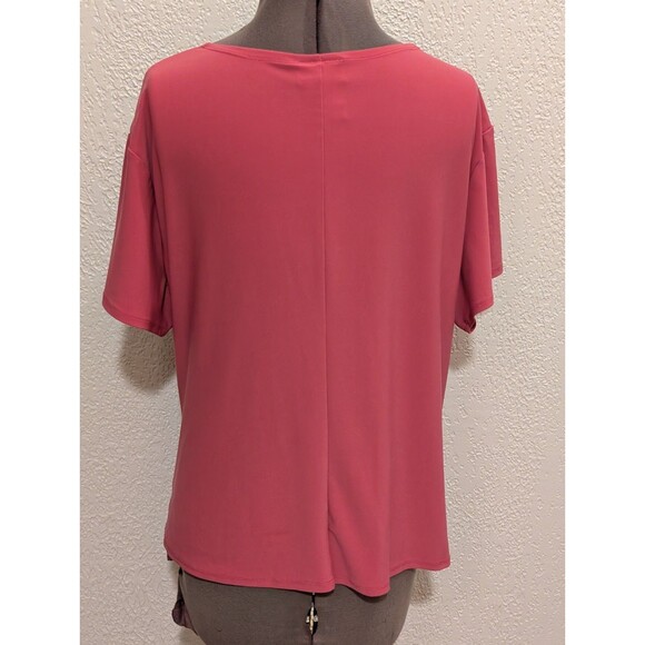Coldwater Creek Small XL Top Pink Stretch Faux Wrap Deep V-Neck 3/4 Sleeve slim - Picture 5 of 11